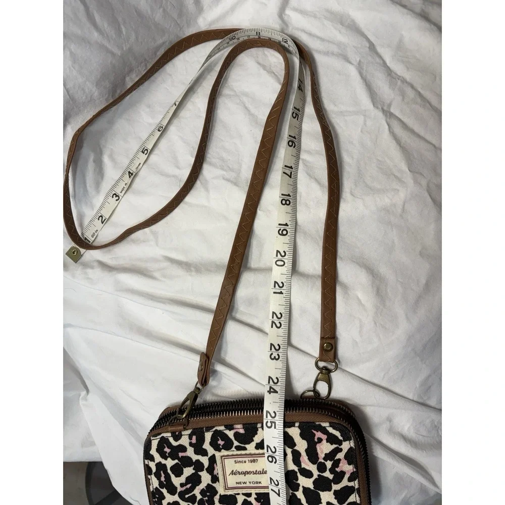 Aeropostale Leopard Print Wallet On String‎ Wristlet Crossbody 3In1 Y2K Coquette